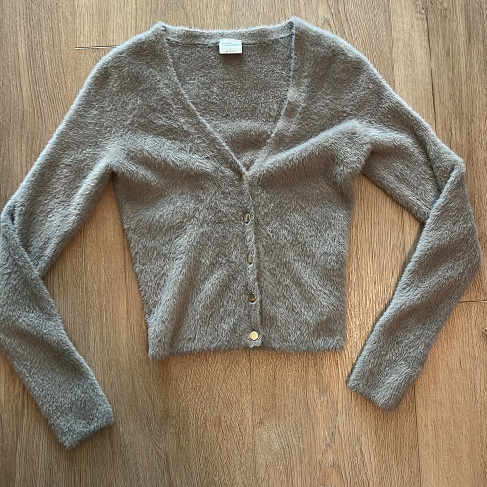 Abercrombie fuzzy button down sweater